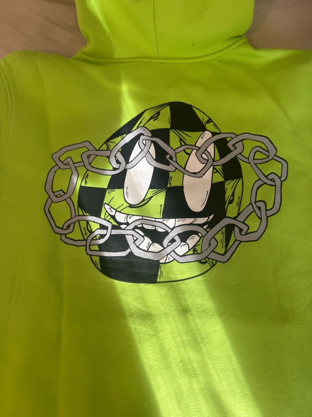 Chrome Hearts Neon Lime Checkerboard Chain Hoodie
